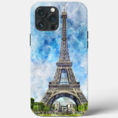 パリ フランス エッフェル塔 水彩画 Case-Mate iPhoneケース (裏面)