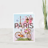 パリ フランス エッフェル塔 自転車 ランプ 折りたたみ ノートカード (正面)