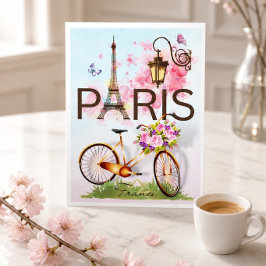 パリ フランス エッフェル塔 自転車 ランプ 折りたたみ ノートカード