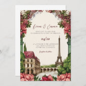 パリ フランス エッフェル 風景 結婚式 招待状 (正面/裏面)