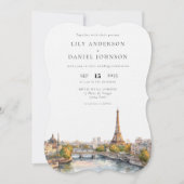 パリ フランス オールインワン ウェディング 招待状 (正面)