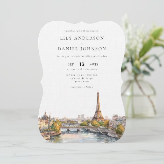 パリ フランス オールインワン ウェディング 招待状 (スタンド正面)