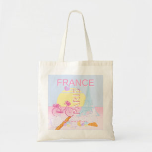 パリ、フランス、トラベルアート、名門私立校風のブルー トートバッグ
