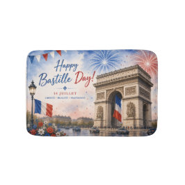 パリ フランス バスティーユの日 エトワール凱旋門 花火 バスマット