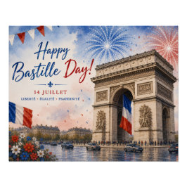 パリ フランス バスティーユの日 エトワール凱旋門 花火 ポスター