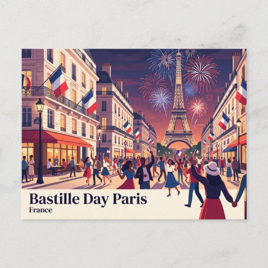 パリ フランス バスティーユの日 ポストカード (正面)