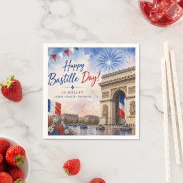パリ フランス バスティーユ革命記念日 エトワール凱旋門 花火 スタンダードカクテルナプキン