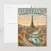 パリ フランス ビンテージ アニメ 旅行 ポストカード (正面/裏面)