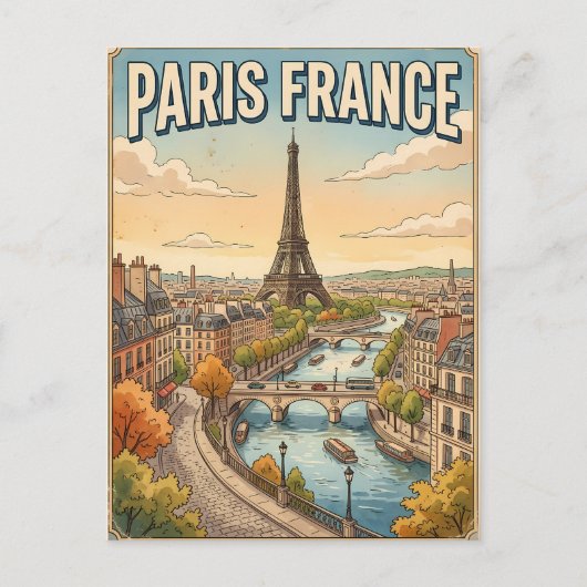 パリ フランス ビンテージ アニメ 旅行 ポストカード (正面)