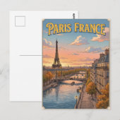 パリ フランス ビンテージ アニメ 旅行 ポストカード (正面/裏面)