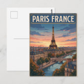 パリ フランス ビンテージ アニメ 旅行 ポストカード (正面/裏面)