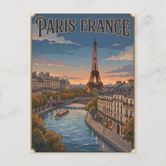 パリ フランス ビンテージ アニメ 旅行 ポストカード (正面)