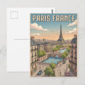 パリ フランス ビンテージ アニメ 旅行 ポストカード (正面/裏面)