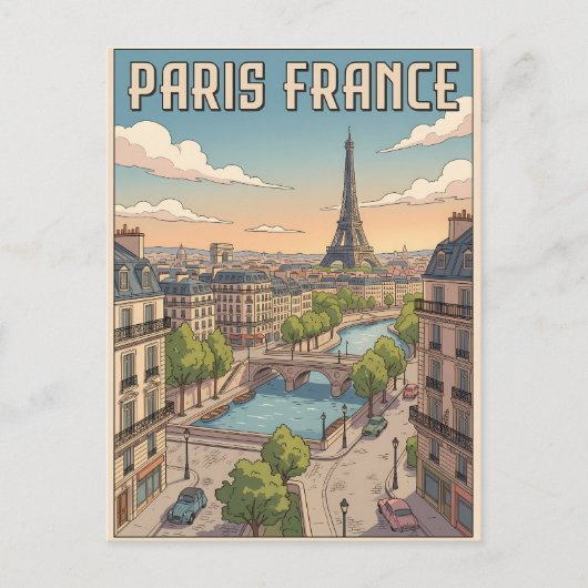 パリ フランス ビンテージ アニメ 旅行 ポストカード (正面)