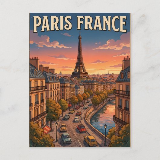 パリ フランス ビンテージ アニメ 旅行 ポストカード (正面)