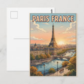パリ フランス ビンテージ アニメ 旅行 ポストカード (正面/裏面)