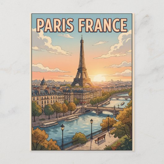 パリ フランス ビンテージ アニメ 旅行 ポストカード (正面)