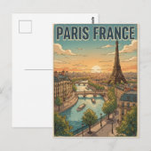 パリ フランス ビンテージ アニメ 旅行 ポストカード (正面/裏面)