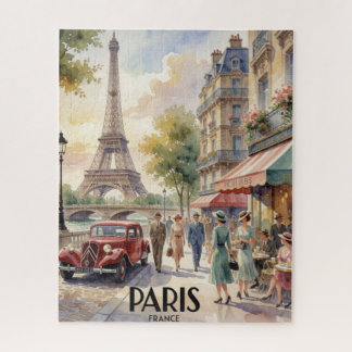 パリ フランス ビンテージ 水彩画 旅行ポスター ジグソーパズル
