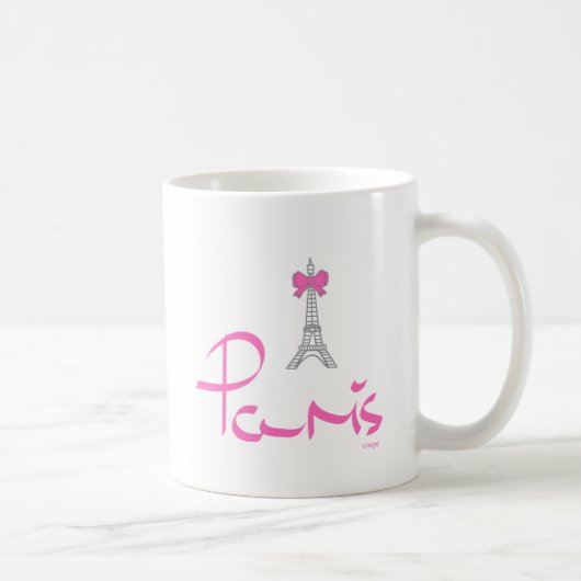 パリ – フランス – ピンクボウ コーヒーマグカップ (右)