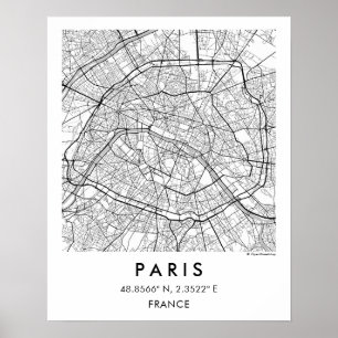 パリ フランス ポスターのカスタムシティマップ ポスター