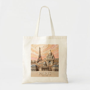 パリ フランス ヨーロッパ モダン パステル テクスチャード トラベル トートバッグ
