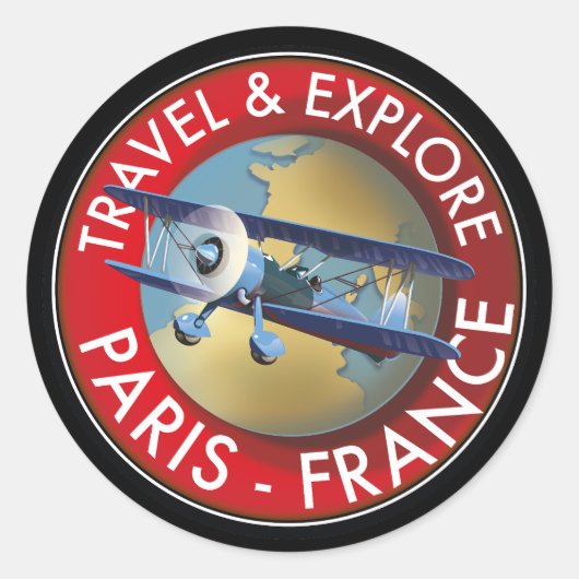 パリ・フランス・ロゴの旅行と探索 ラウンドシール (正面)