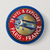 パリ フランス ロゴ 旅行と探索 缶バッジ (正面)