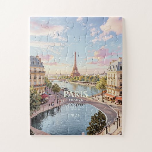 パリ フランス ヴィンテージ旅行 ジグソーパズル (縦)