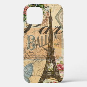 パリ フランス ヴィンテージ トラベル カラフル アートワーク iPhone 12ケース