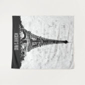 パリ フランス 地図 エッフェル塔 写真 背景布 タペストリー (正面(横))