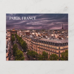 パリ フランス 夜のスカイライン エッフェル塔 写真 ポストカード