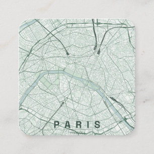 パリ フランス 市区案内地図 ミニマル デザイン スクエア名刺