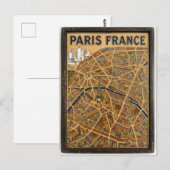 パリ フランス 手描き ホーロー地図アート ポストカード (正面/裏面)