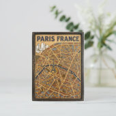 パリ フランス 手描き ホーロー地図アート ポストカード (スタンド正面)
