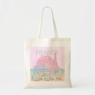 パリ、フランス、旅行アート名門私立校風の、パステル、ピンク トートバッグ