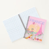 パリ、フランス、旅行アート名門私立校風の、パステル、ピンク ノートブック (内部)