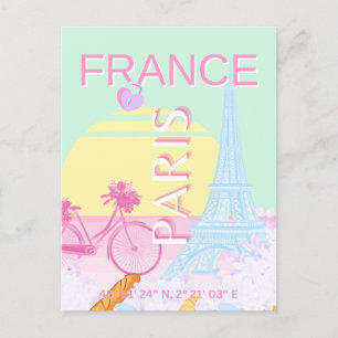 パリ、フランス、旅行アート名門私立校風の、パステル、緑 シーズンポストカード