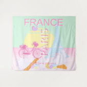 パリ、フランス、旅行アート名門私立校風の、パステル、緑 タペストリー (正面(横))
