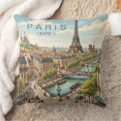 パリ フランス 旅行 アート ヴィンテージ クッション (ブランケット)