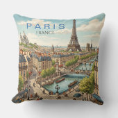 パリ フランス 旅行 アート ヴィンテージ クッション (正面)
