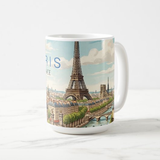 パリ フランス 旅行 アート ヴィンテージ コーヒーマグカップ (正面右)