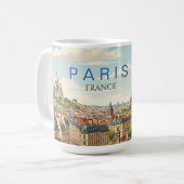 パリ フランス 旅行 アート ヴィンテージ コーヒーマグカップ (正面左)