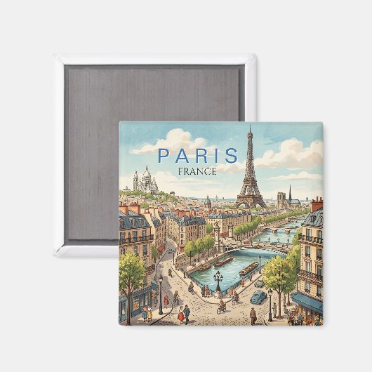 パリ フランス 旅行 アート ヴィンテージ マグネット (正面/裏面)