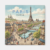 パリ フランス 旅行 アート ヴィンテージ マグネット (正面)