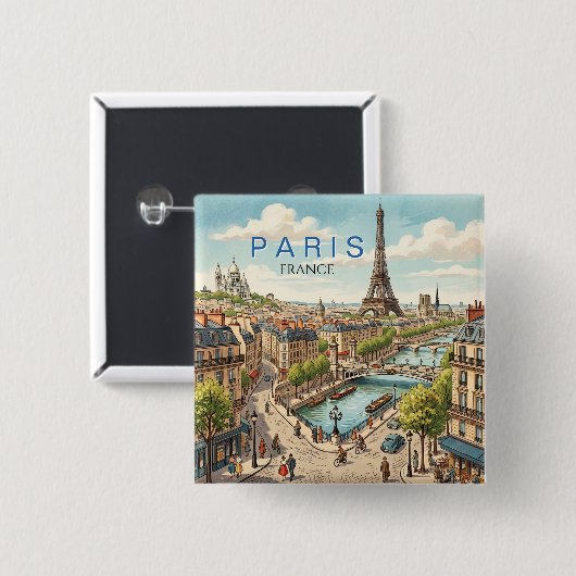 パリ フランス 旅行 アート ヴィンテージ 缶バッジ (正面&裏面)