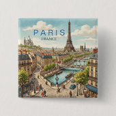 パリ フランス 旅行 アート ヴィンテージ 缶バッジ (正面)