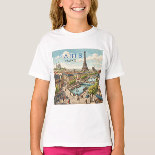 パリ フランス 旅行 アート ヴィンテージ Tシャツ