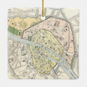 パリ、フランス: 歴史的、ヴィンテージの地図 セラミックオーナメント (裏面)