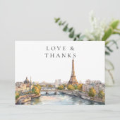 パリ フランス 水彩 結婚式 フォト サンキューカード (スタンド正面)
